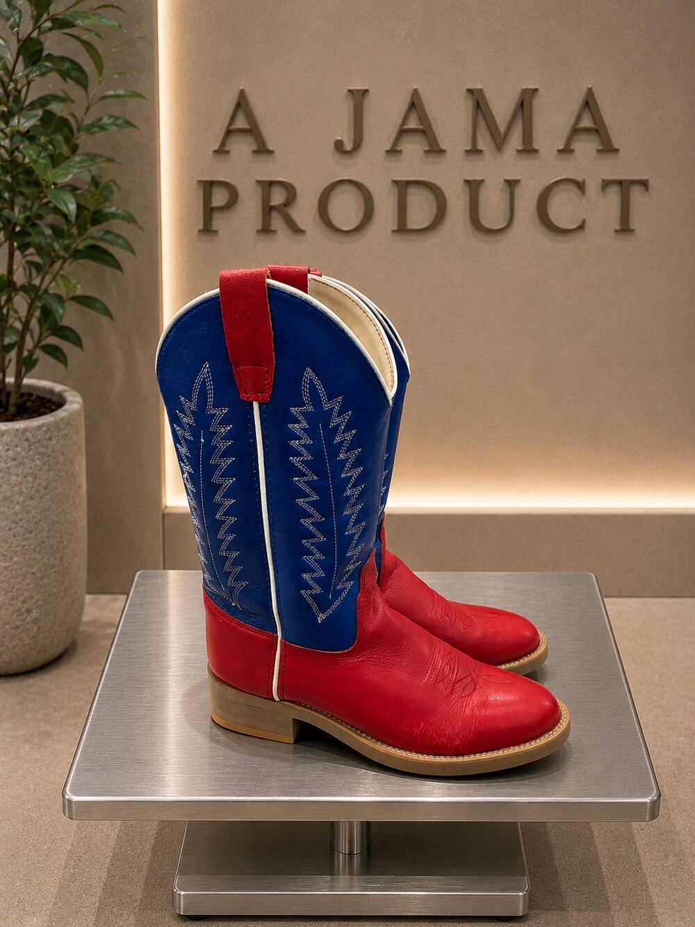 A Jama Product 1602 Red Blue Western Cowboy Boots Women’s Sz 9